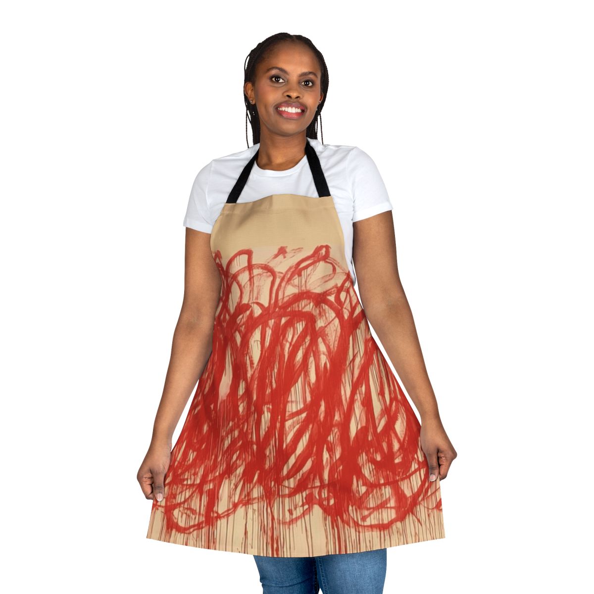Abstract art apron featuring Cy Twombly's iconic style