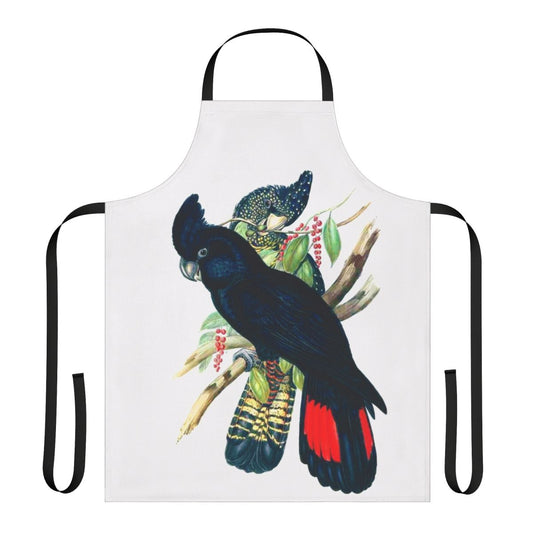 Stunning image of an Australian Banksian Black Cockatoo on an apron
