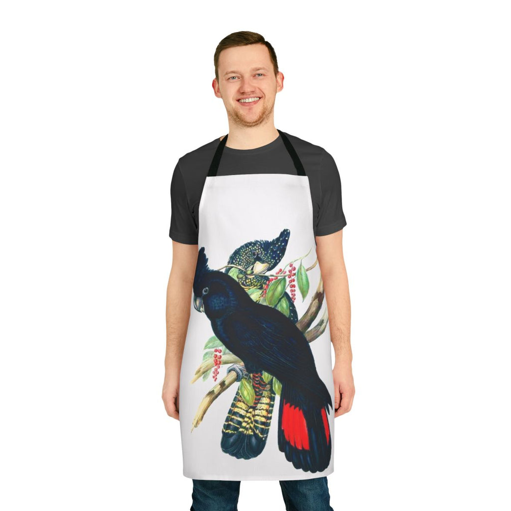 Stunning image of an Australian Banksian Black Cockatoo on an apron