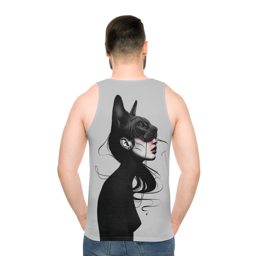 Unisex tank top featuring a black and white portrait