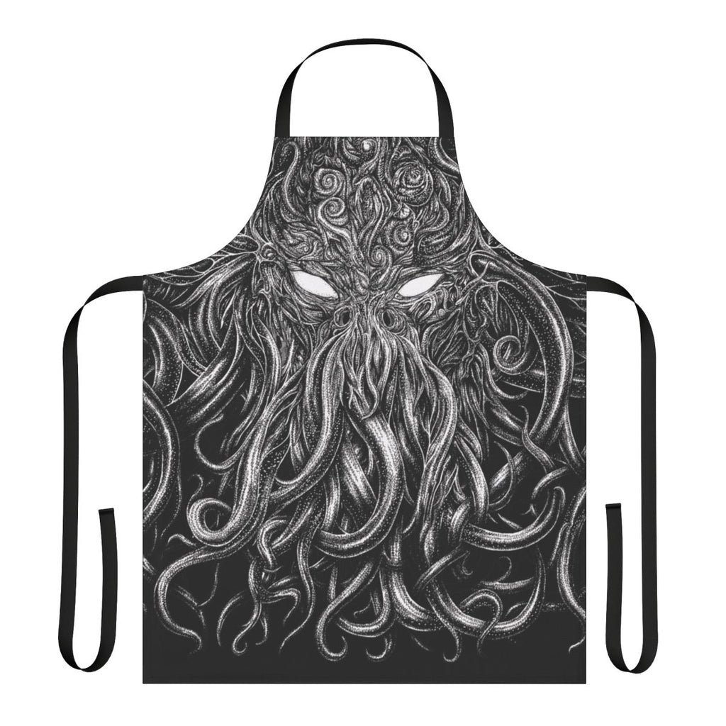 Sleek black apron with Cthulhu and occult inspired artwork