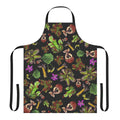Apron featuring a stunning black background with vibrant carnivorous plants