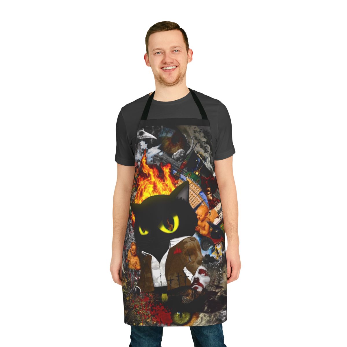 Cat Behemoth Master Margarita Apron with Woland and Bulgakov Motifs