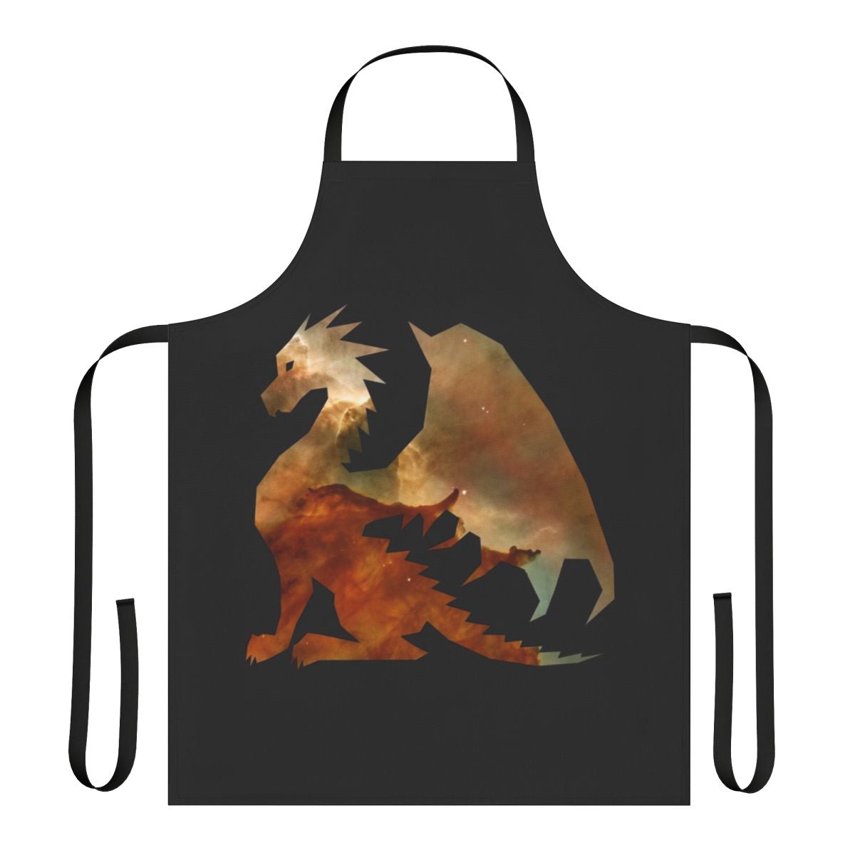Cosmic dragon apron featuring a mystical watercolor galaxy creature design