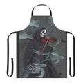 Dark, moody apron with a symphony and grim reaper design, perfect for musicians and gothic enthusiasts.