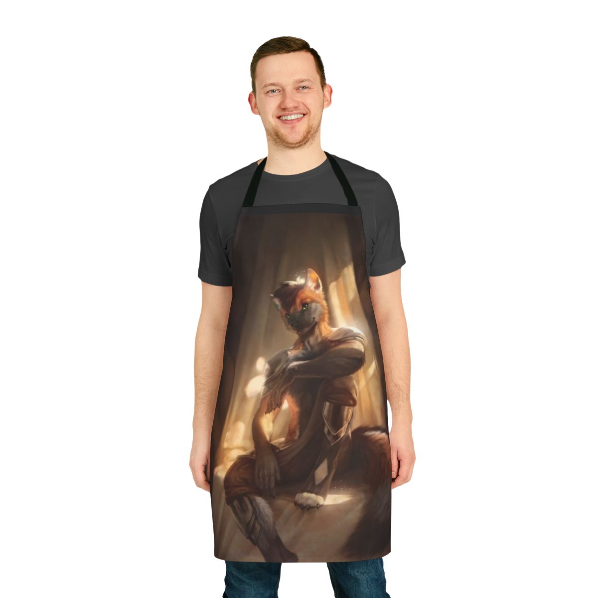 Illustration of an anthropomorphic wolf wearing a fantasy-inspired apron