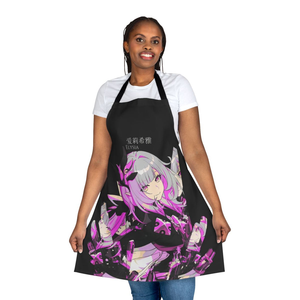 A stunning crystal-inspired apron featuring vibrant fantasy elements.