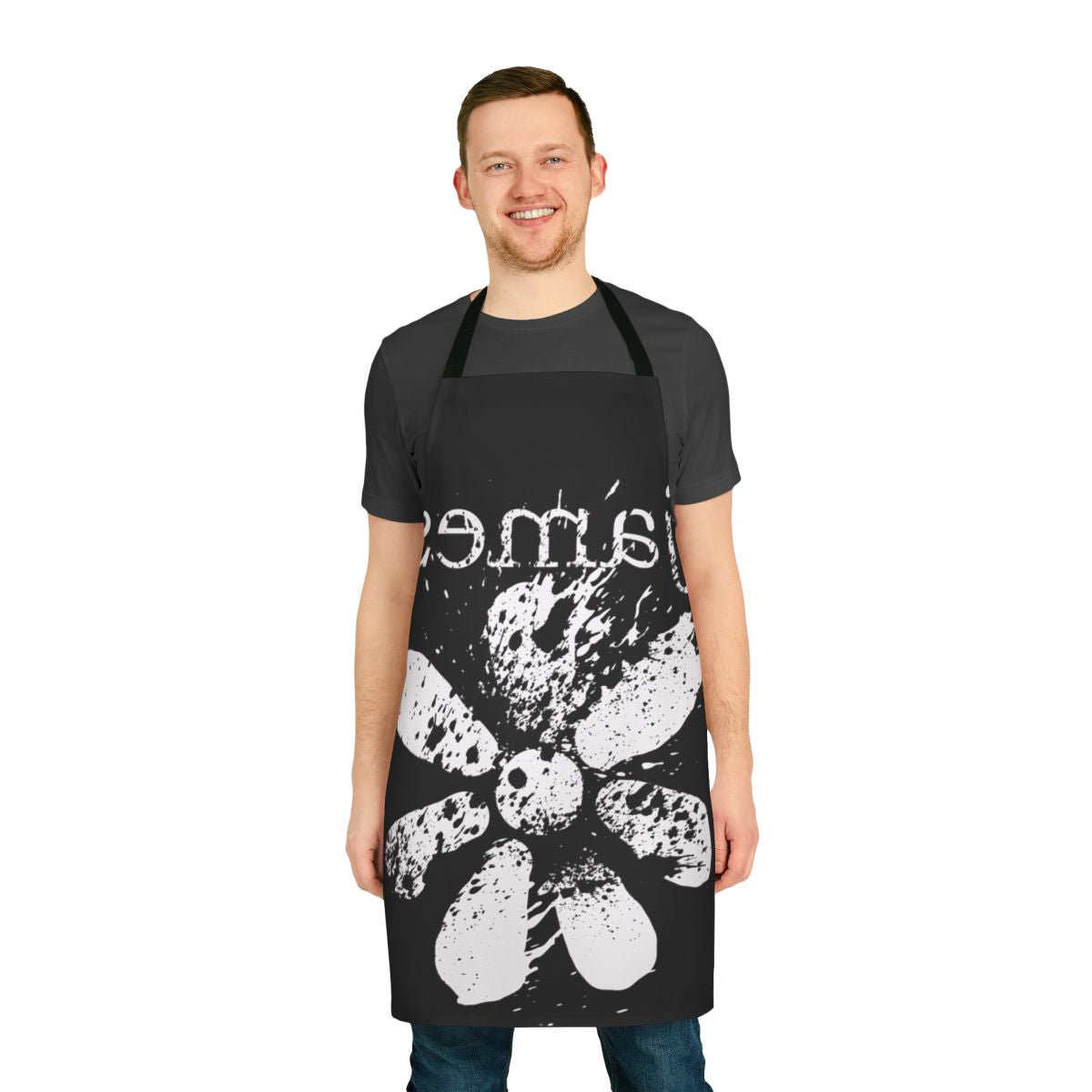 Stylish apron featuring a mind-blowing floral design inspired by an indie British band