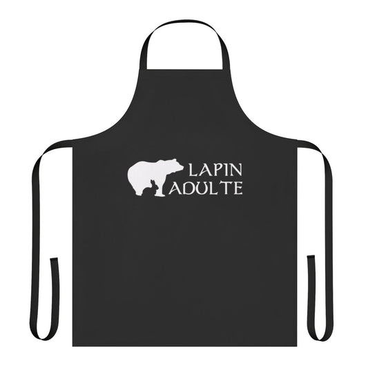 Whimsical rabbit-themed apron featuring Kaamelott characters and imagery
