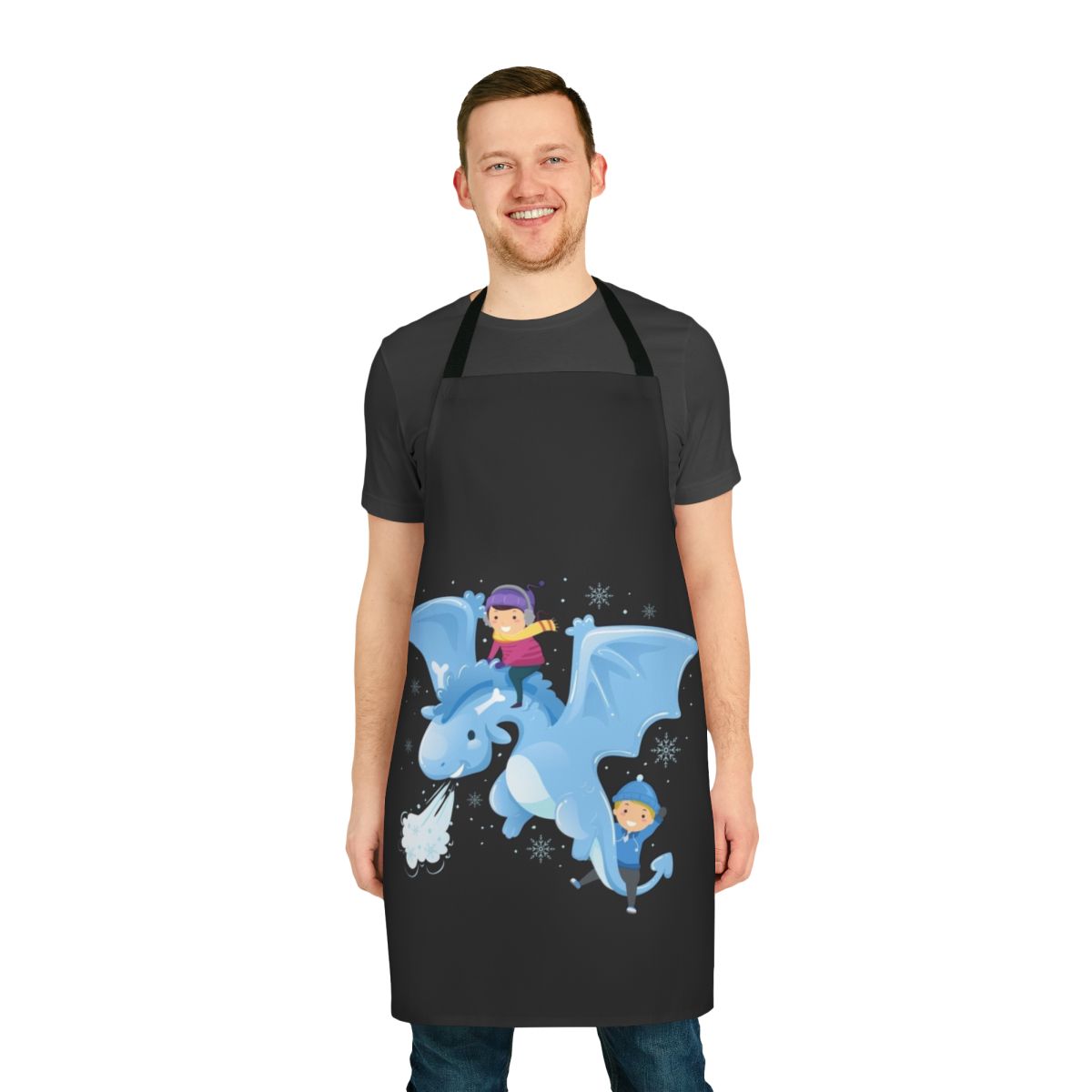 Apron featuring a vibrant design of legendary animals including a mystic dragon and lightning dragon