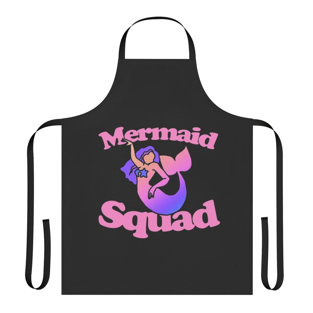 Mermaid-themed cooking apron featuring a whimsical mermaid squad design