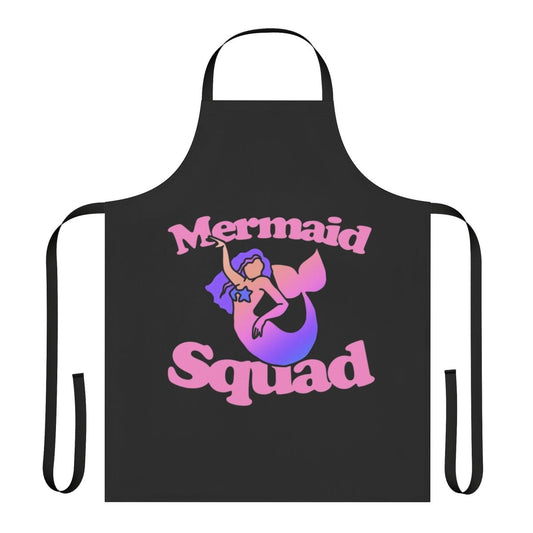 Mermaid-themed cooking apron featuring a whimsical mermaid squad design