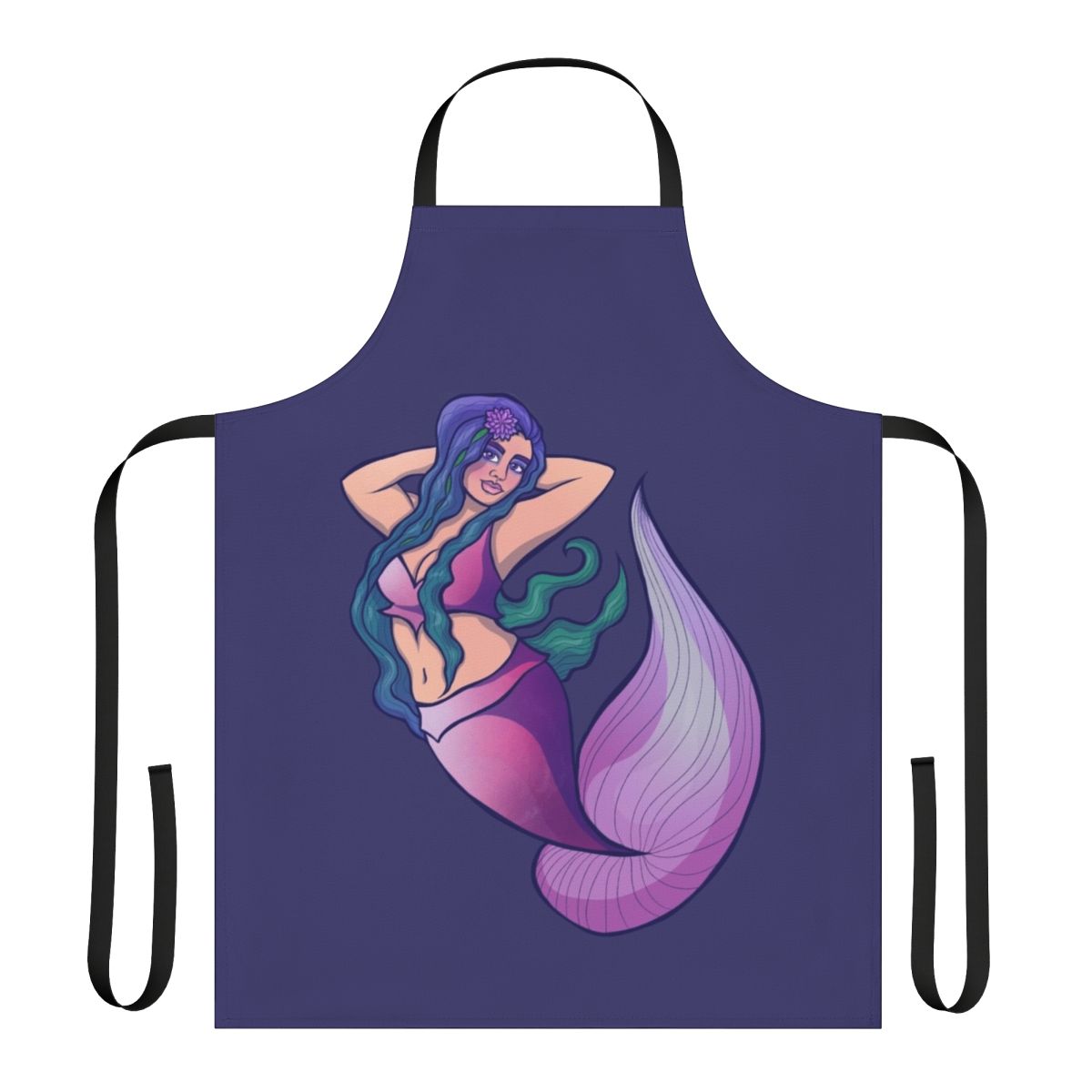 Vibrant mermaid-themed apron with a whimsical ocean design