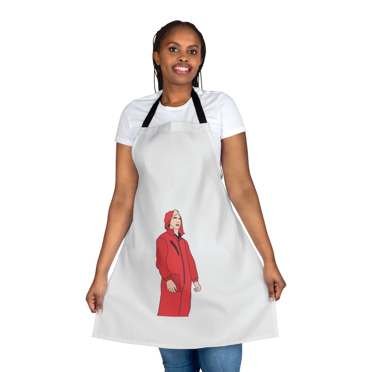 Money Heist themed apron featuring characters from the popular Netflix series