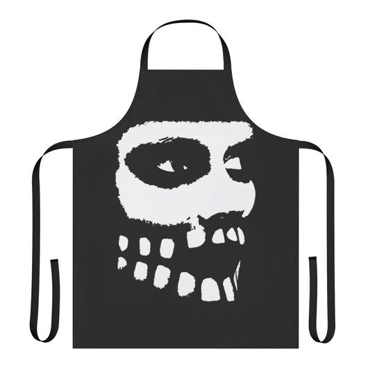 Artistic black and white apron featuring a minimalist facial design, inspired by the Fever Ray musical project.