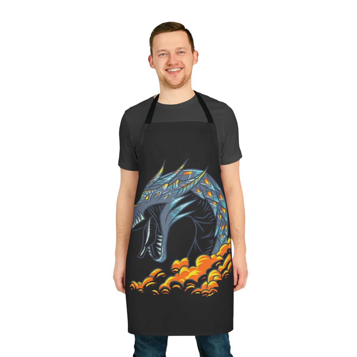 Mystic dragon apron with intricate lightning bolt design