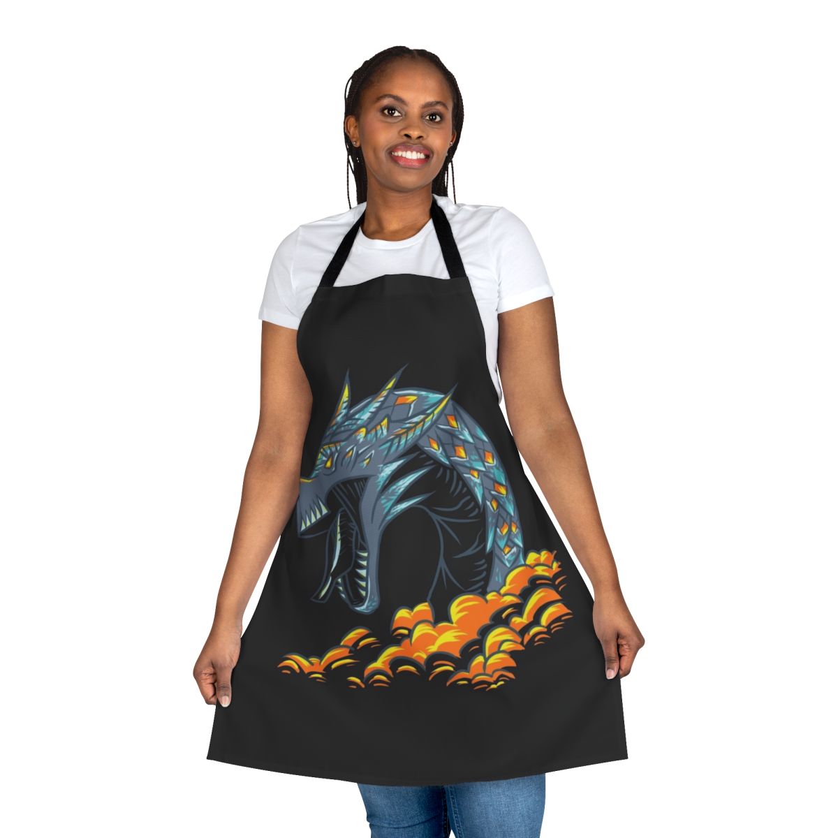 Mystic dragon apron with intricate lightning bolt design