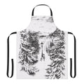 Narnia-inspired winter apron featuring the lamp post, lion, and other iconic elements from The Lion, The Witch, and The Wardrobe