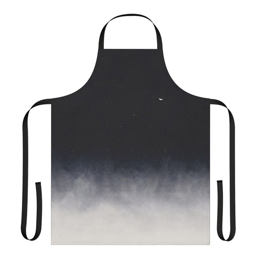 Apron featuring a stunning night sky landscape with the moon, clouds, and stars.