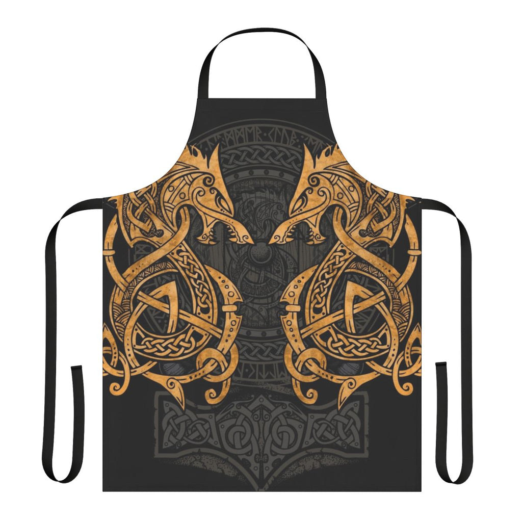 Finely crafted apron featuring a striking Fenrir wolf design inspired by Norse and Celtic mythology.