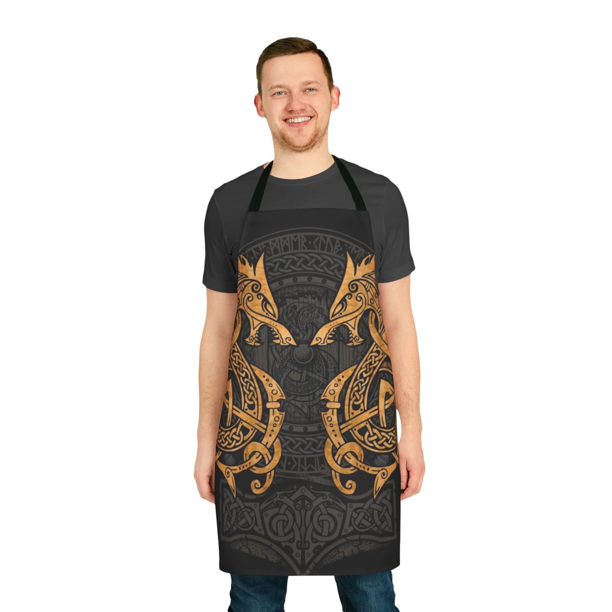Finely crafted apron featuring a striking Fenrir wolf design inspired by Norse and Celtic mythology.