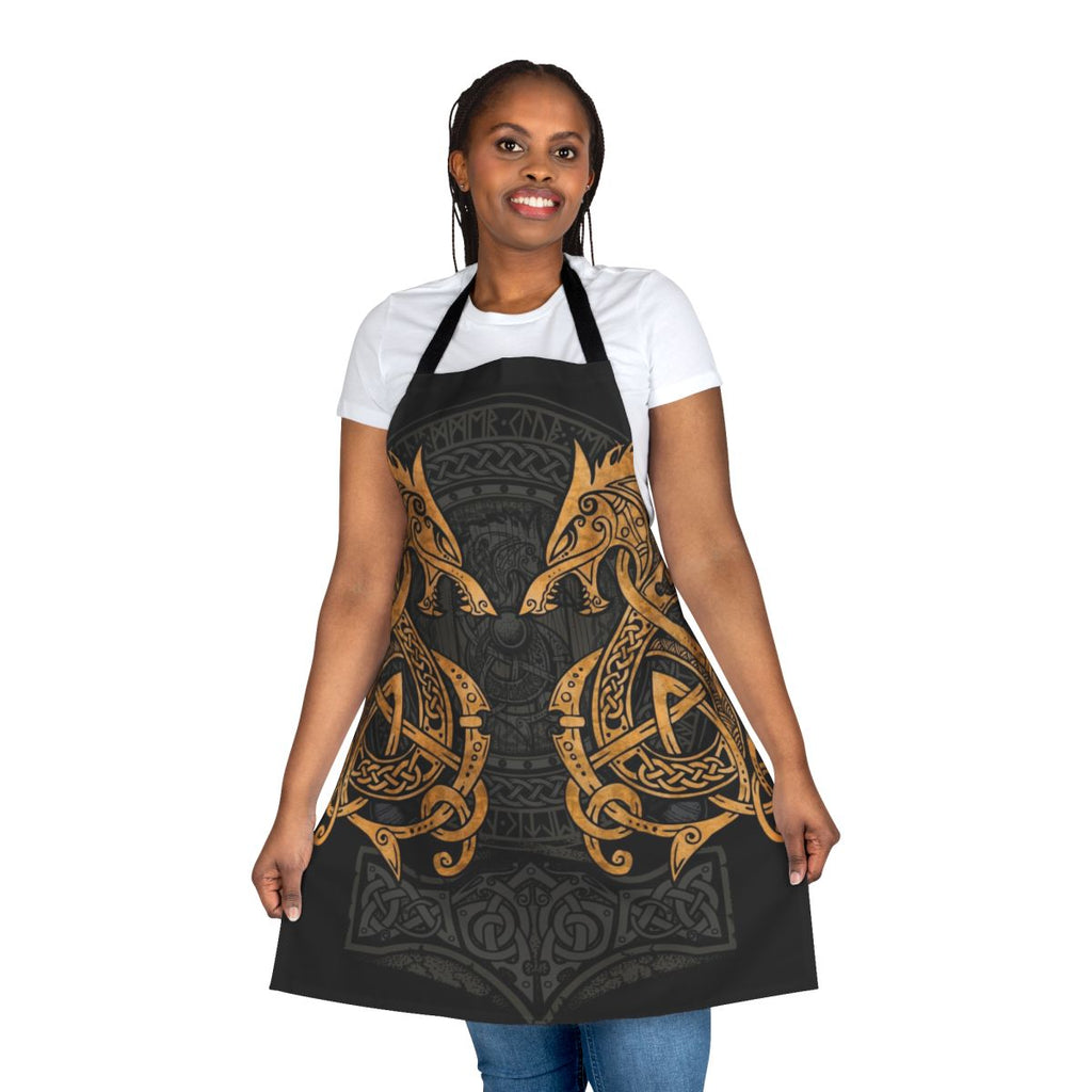 Finely crafted apron featuring a striking Fenrir wolf design inspired by Norse and Celtic mythology.