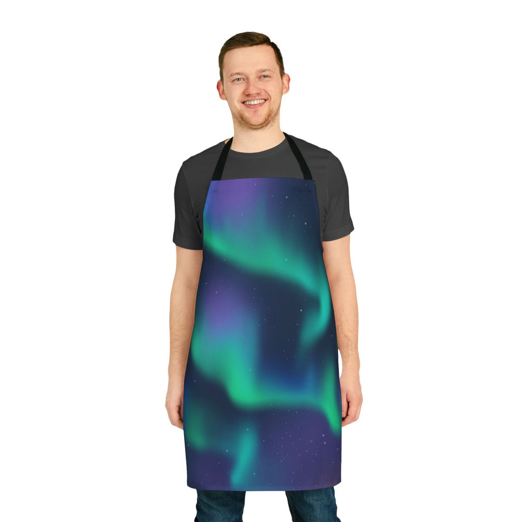 Apron featuring a vibrant aurora borealis or northern lights design