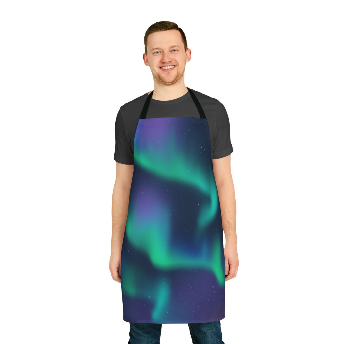 Apron featuring a vibrant aurora borealis or northern lights design