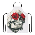 Stunning rose and skull design apron for modern, artistic home chefs and hosts.