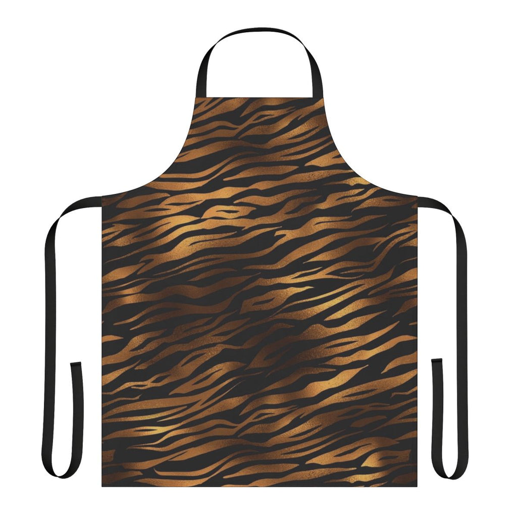 Vibrant tiger print apron with realistic stripes and fur pattern