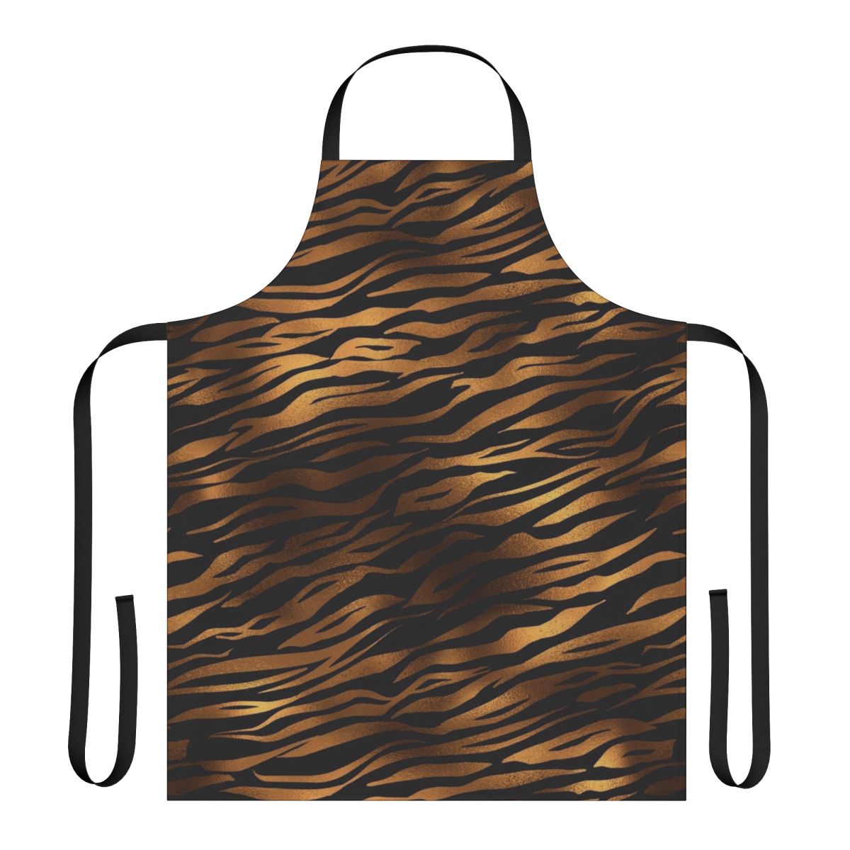 Vibrant tiger print apron with realistic stripes and fur pattern