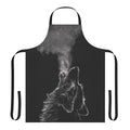 Charming wolf-themed apron with a striking black and white design