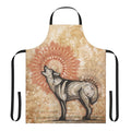 Wolf totem apron with mandala and dimensional artwork