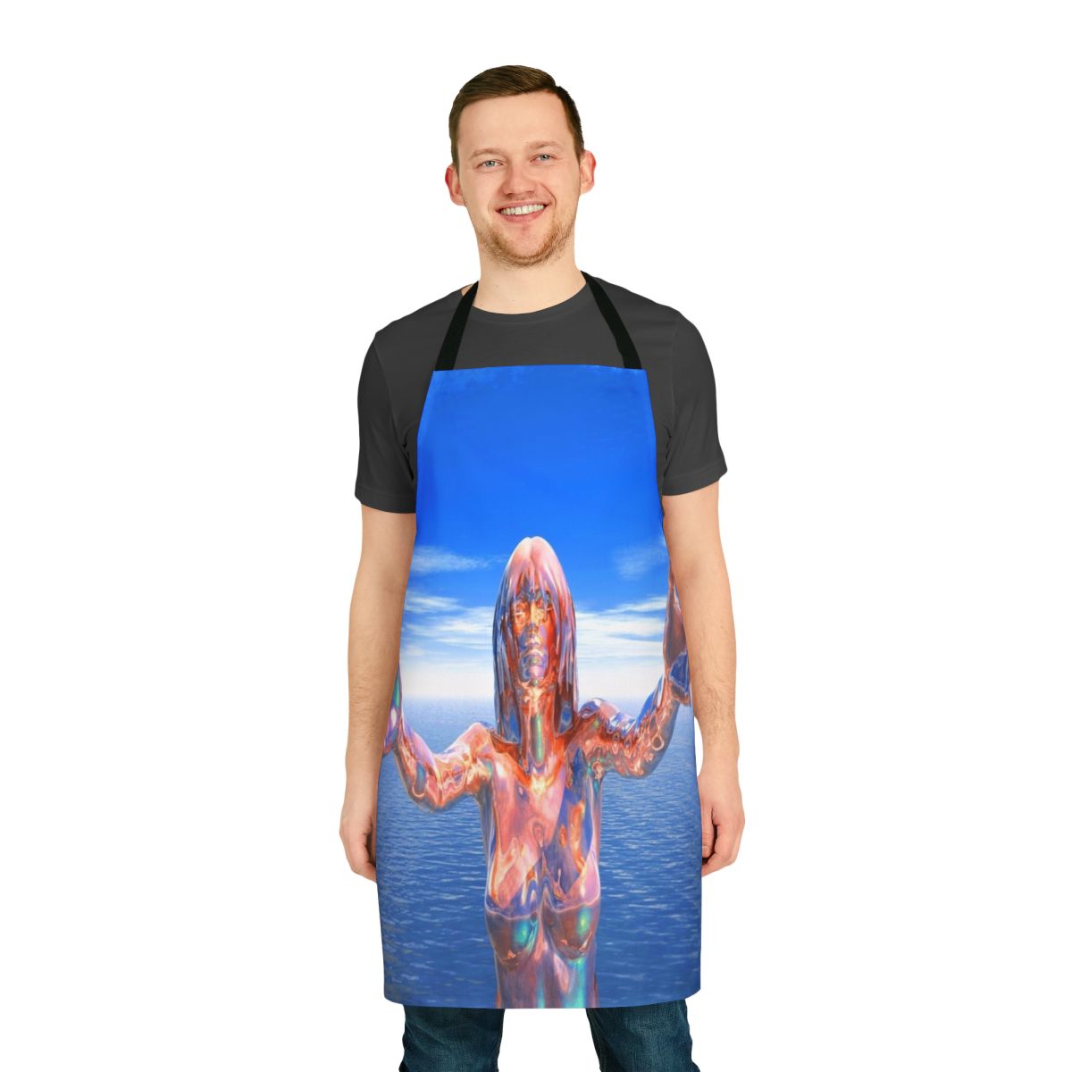 Zombie-inspired apron with abstract, colorful patterns
