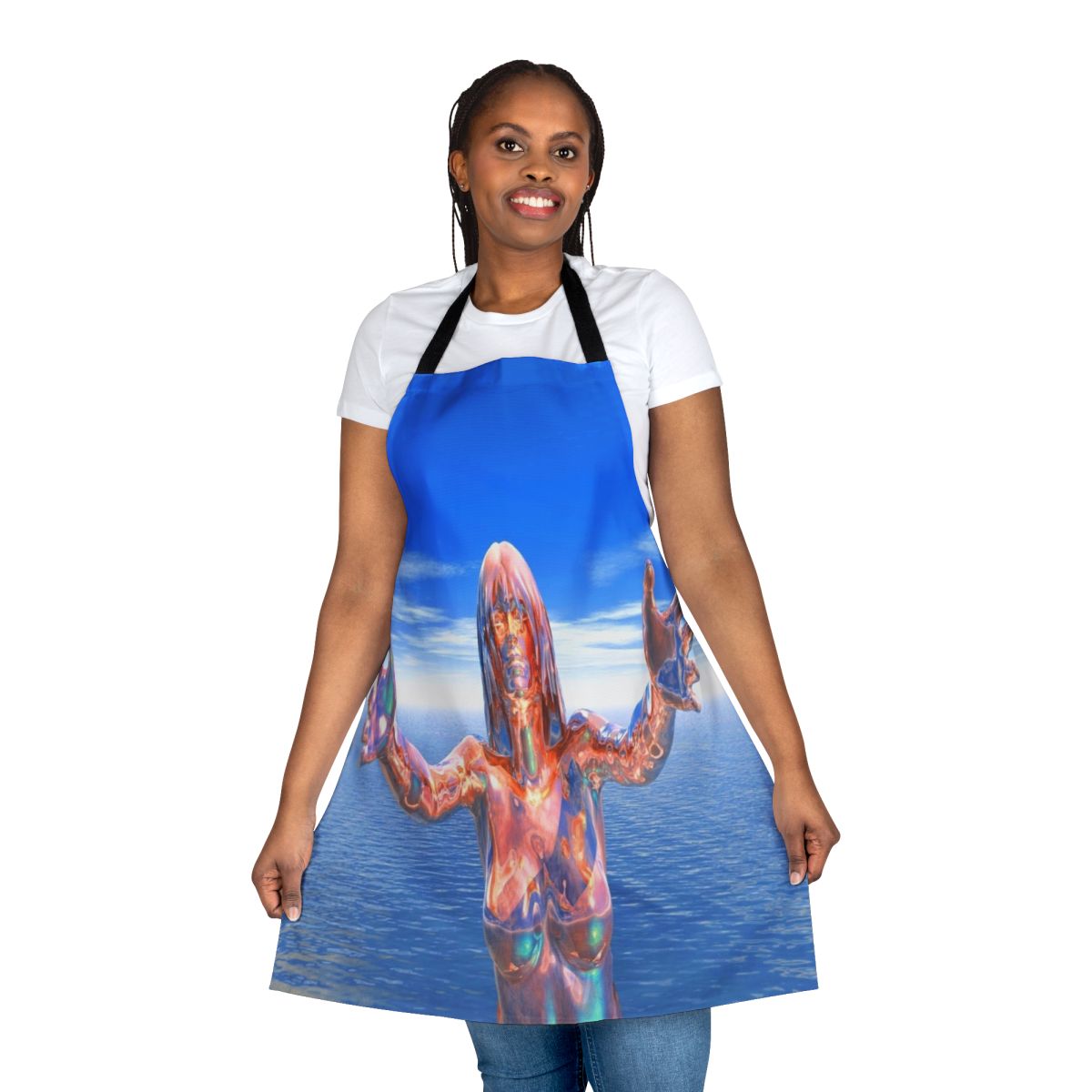 Zombie-inspired apron with abstract, colorful patterns