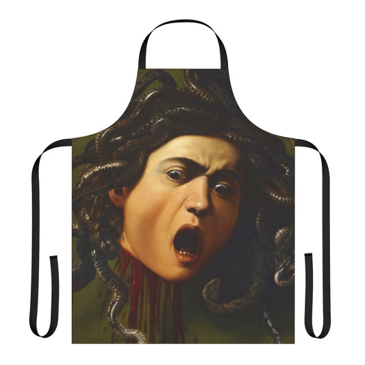 Apron featuring the iconic Medusa painting by the Renaissance artist Caravaggio