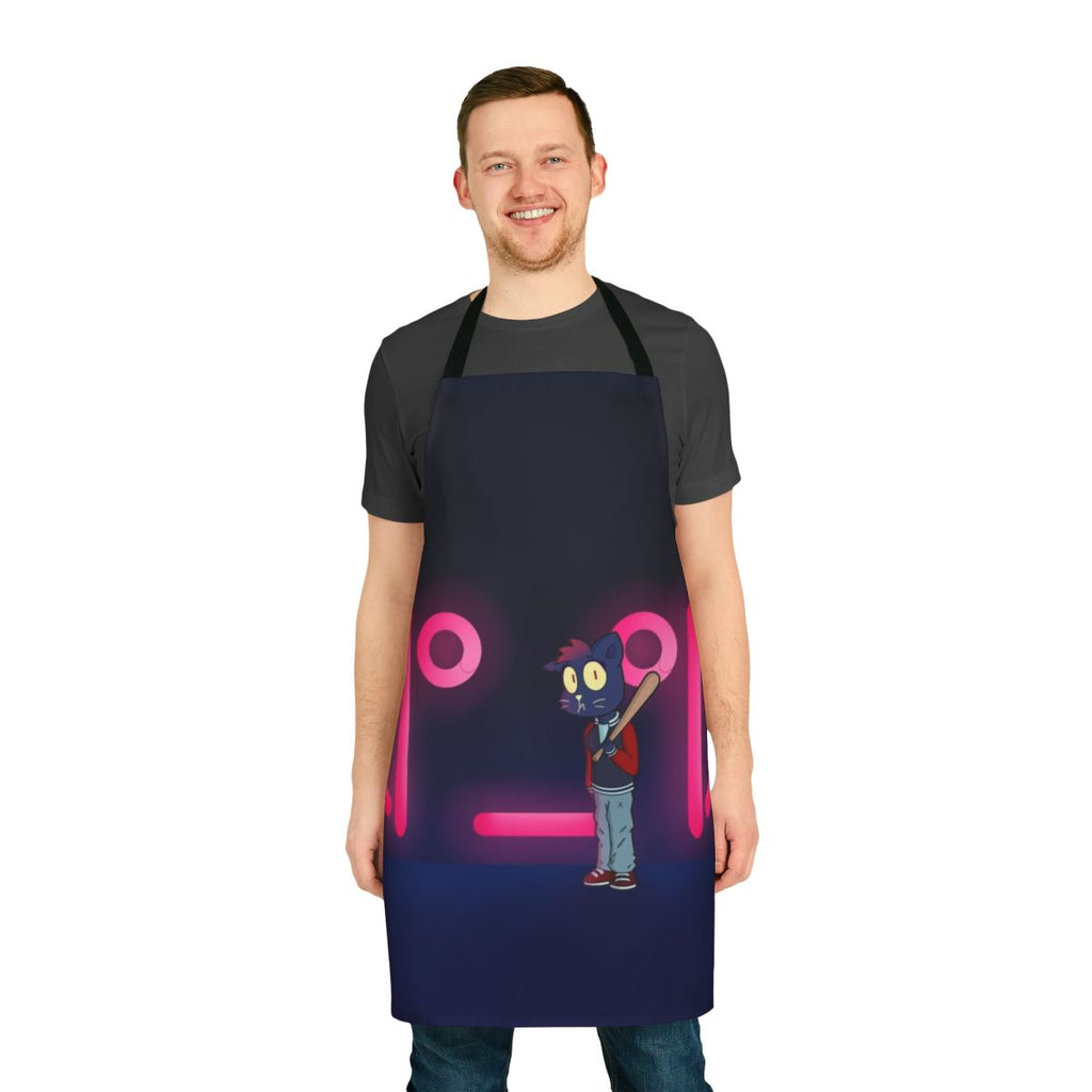 Caravan-inspired apron featuring Lone Mae character from Night in the Woods