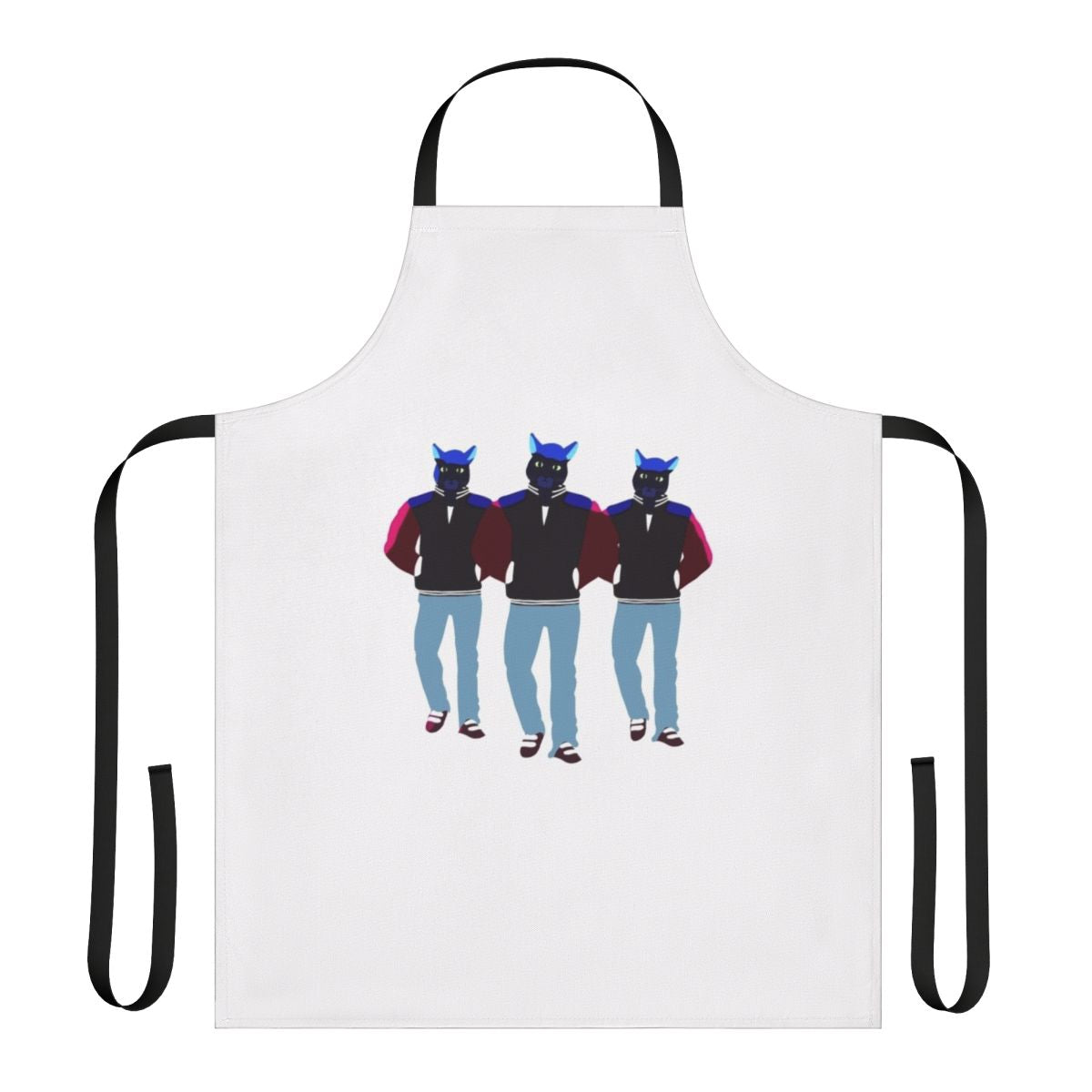 Whimsical apron featuring the cat humanoid character from the Caravan Palace "Lone Digger" music video