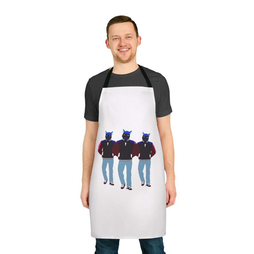 Whimsical apron featuring the cat humanoid character from the Caravan Palace "Lone Digger" music video