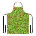 Carcassonne-themed apron featuring repeating tile and meeple patterns