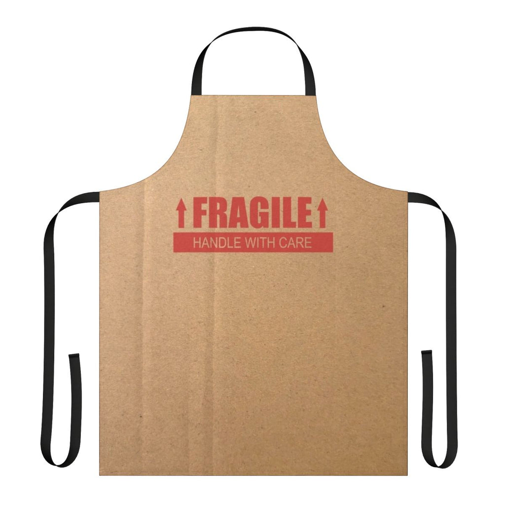 Cardboard paper box novelty protective apron with "Fragile Handle with Care" design