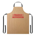 Cardboard paper box novelty protective apron with "Fragile Handle with Care" design