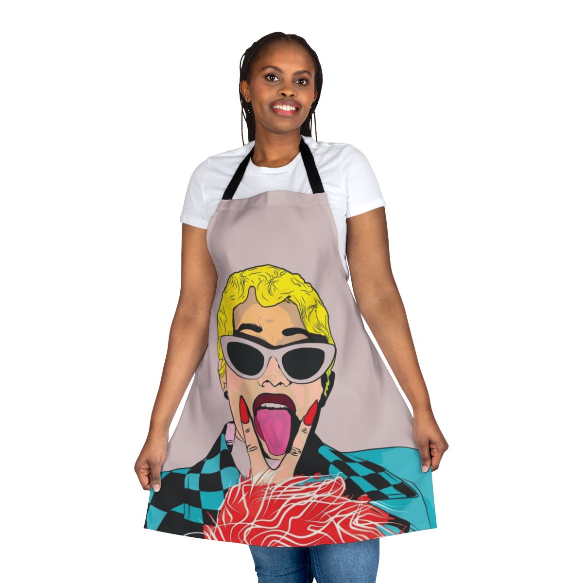 Cardi B inspired apron with humorous pop culture design
