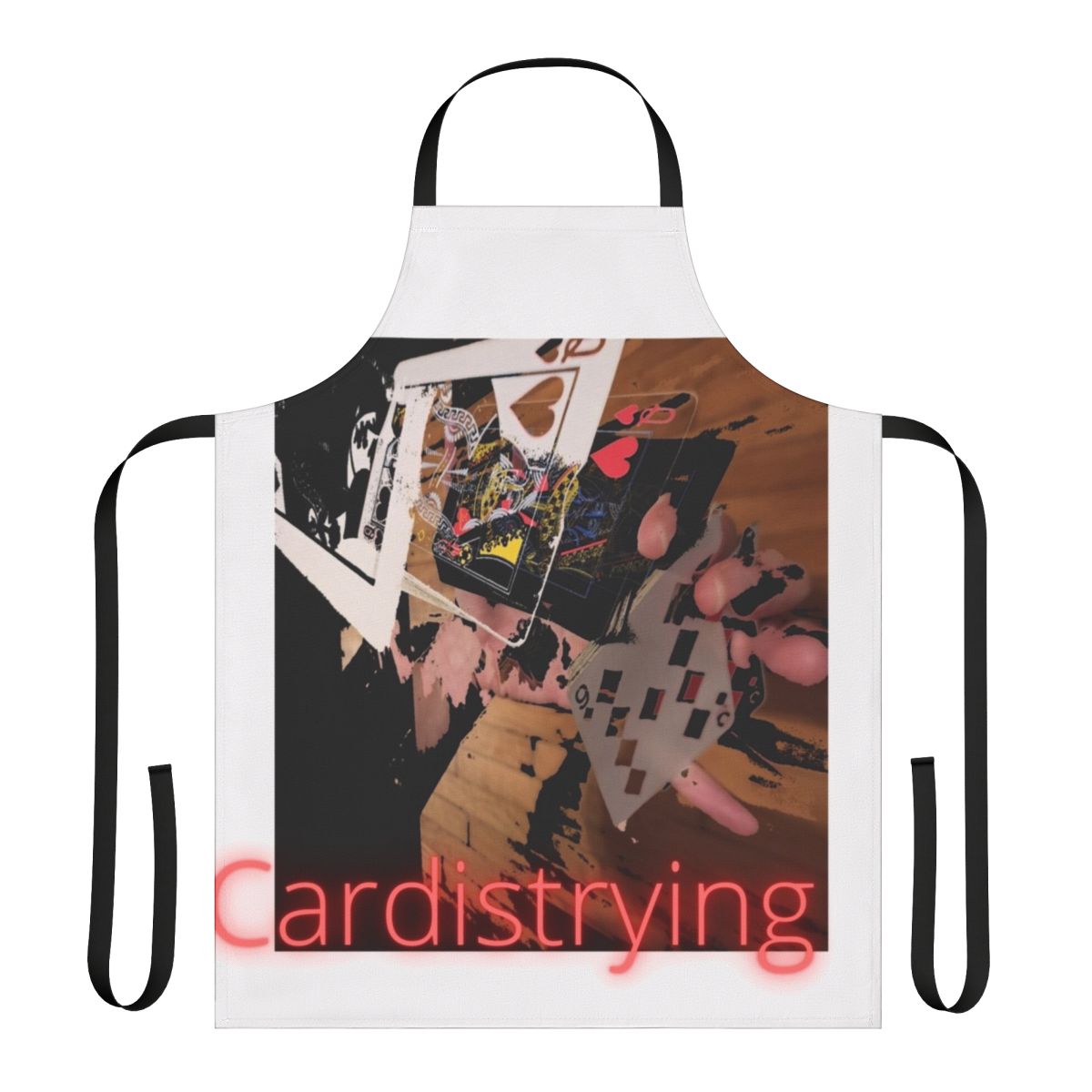 Apron with "Cardistrying" text, perfect for card trick performers and enthusiasts.