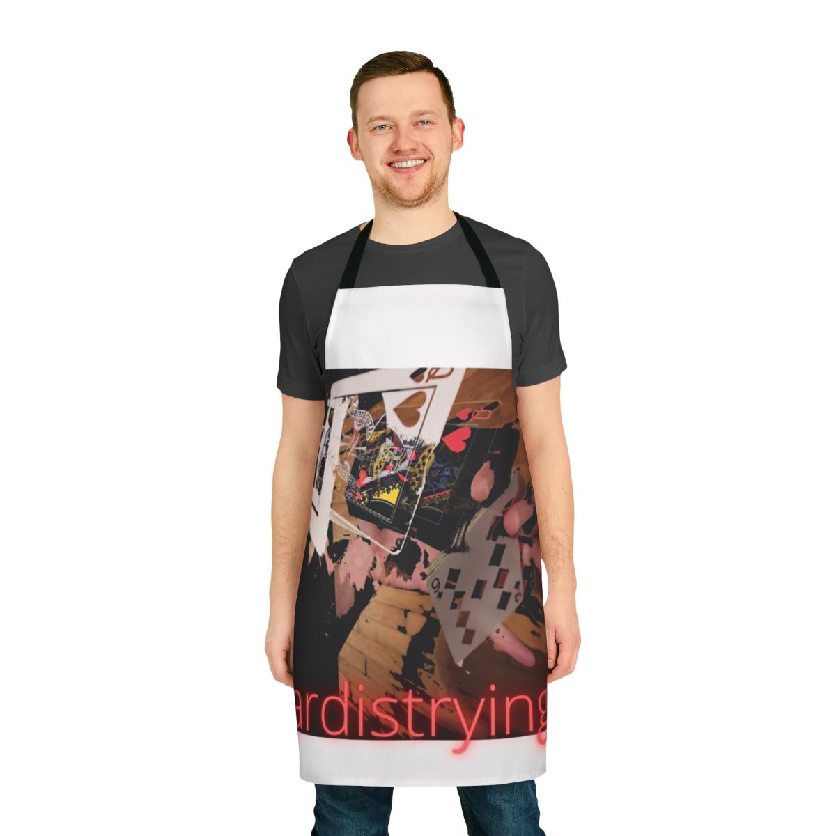 Apron with "Cardistrying" text, perfect for card trick performers and enthusiasts.