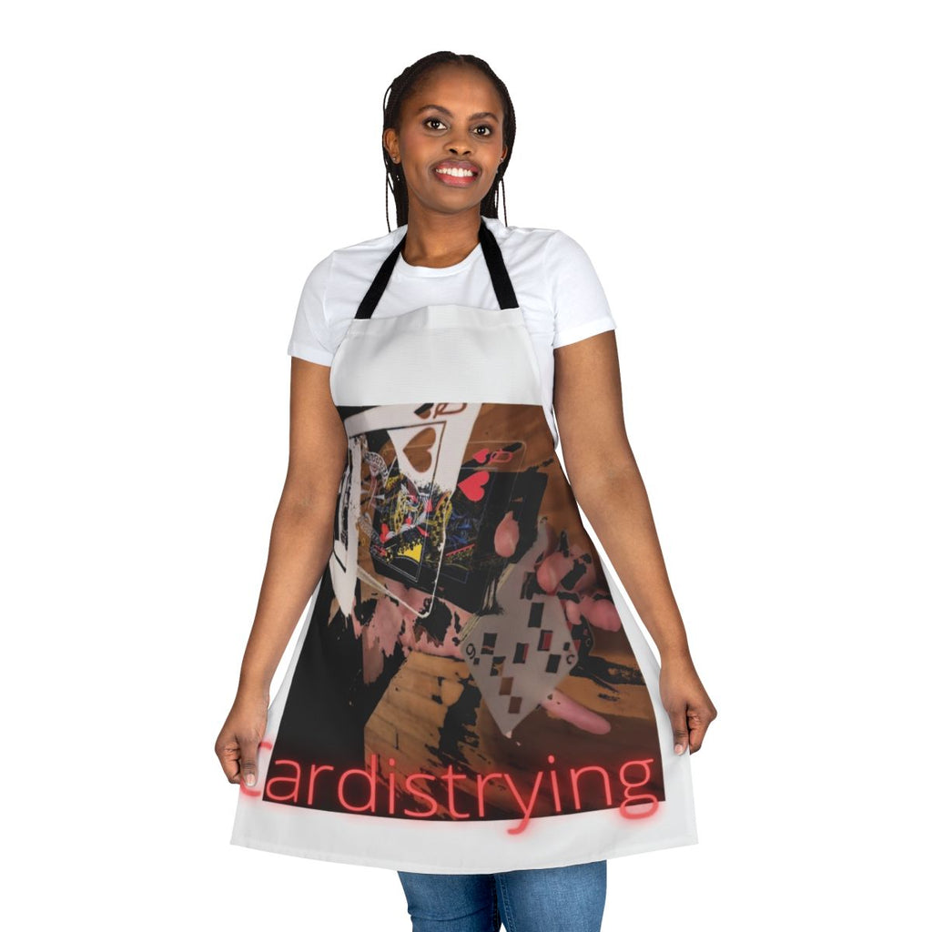 Apron with "Cardistrying" text, perfect for card trick performers and enthusiasts.