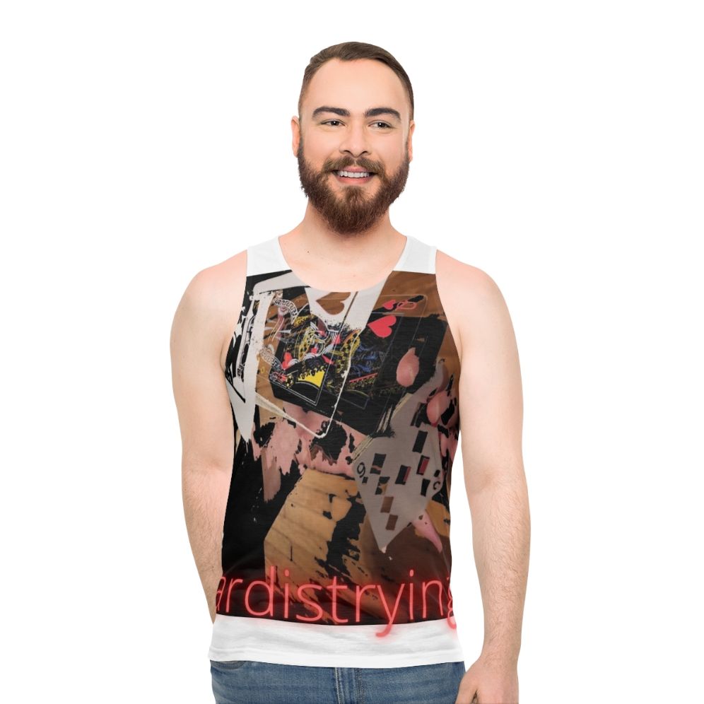 Unisex tank top featuring cardistry design
