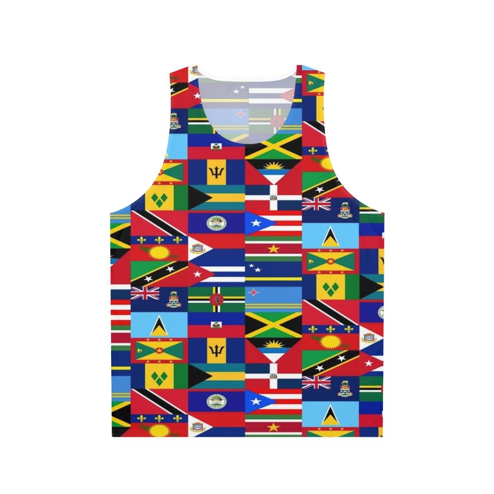 Caribbean tank top featuring various island flags