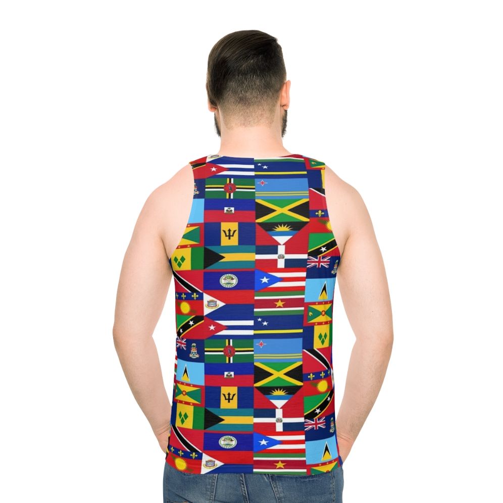Caribbean tank top featuring various island flags
