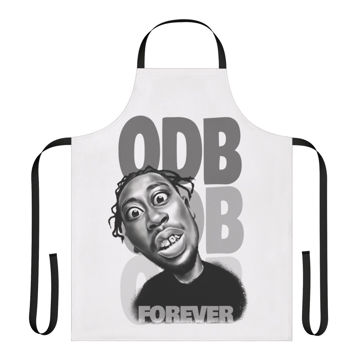 Caricature illustration of ODB, the legendary hip hop artist, printed on a high-quality apron.